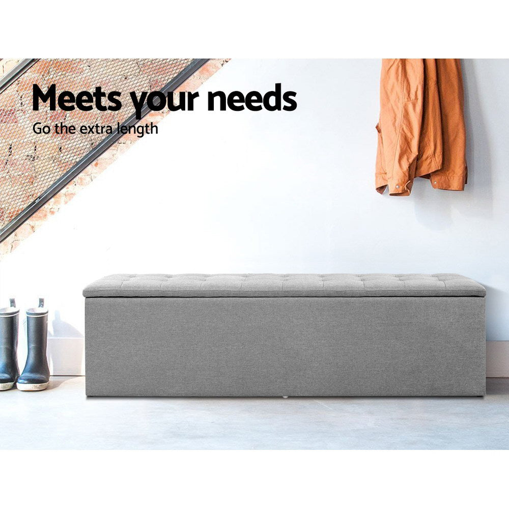 TWSC Storage Ottoman Blanket Box 140cm Linen Grey