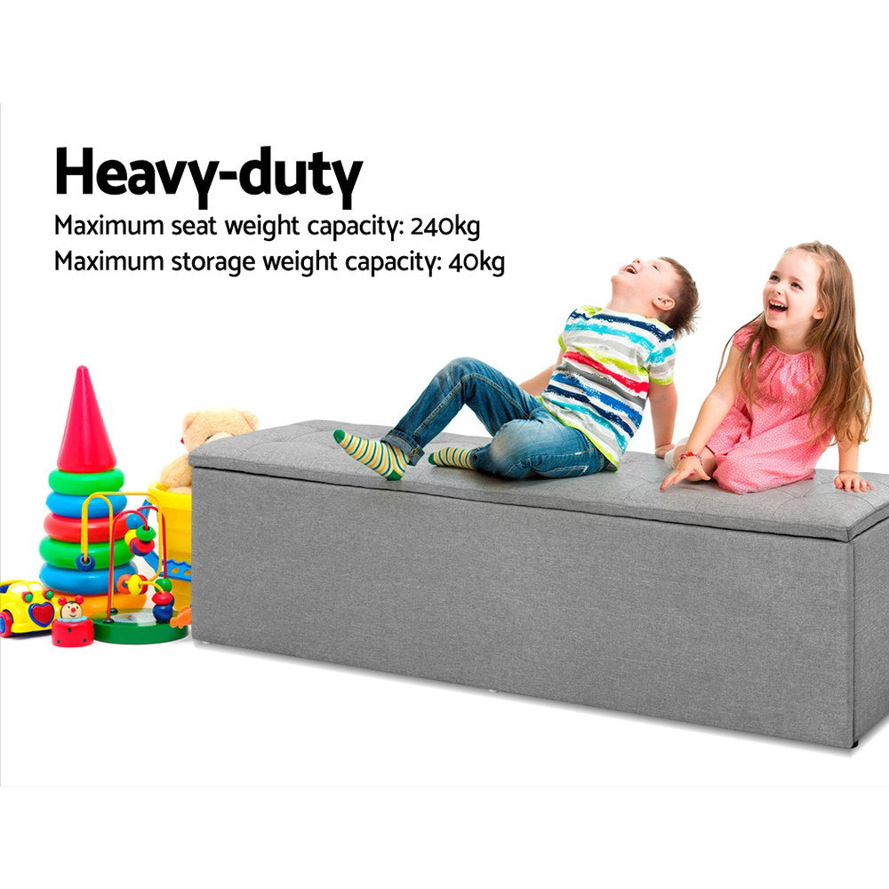 TWSC Storage Ottoman Blanket Box 140cm Linen Grey