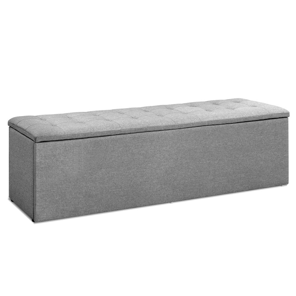 TWSC Storage Ottoman Blanket Box 140cm Linen Grey