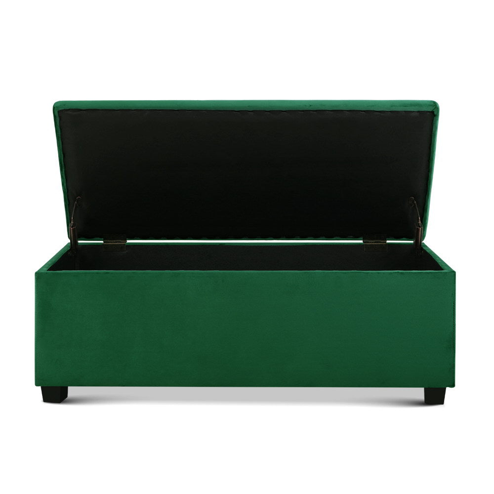 TWSC Storage Ottoman Blanket Box 97cm Velvet Green