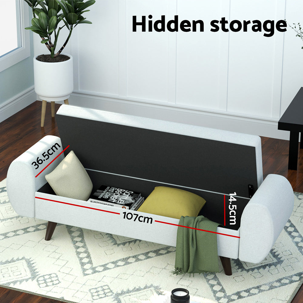 TWSC Storage Ottoman Blanket Box Armrest 140cm Grey