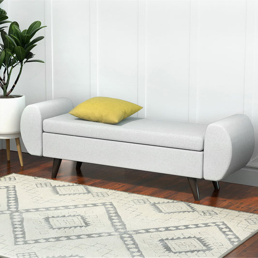 TWSC Storage Ottoman Blanket Box Armrest 140cm Grey