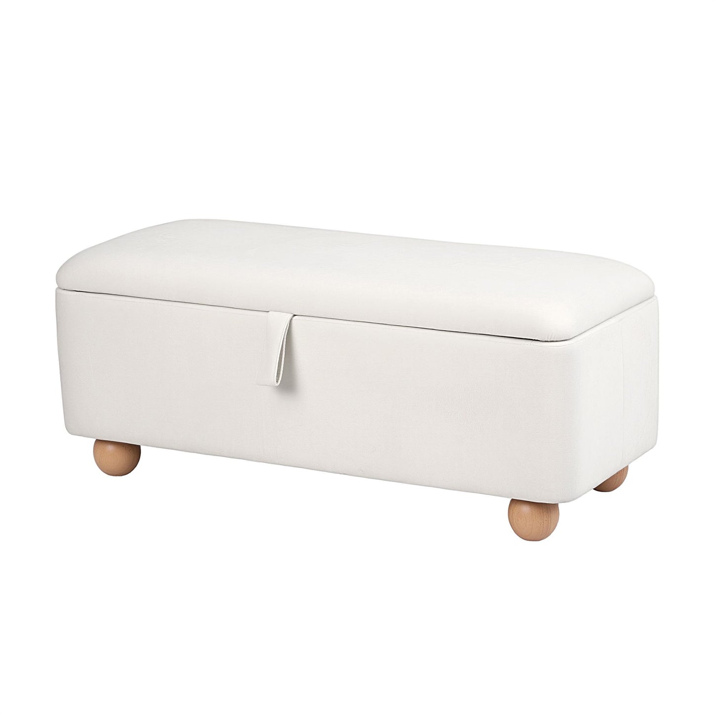 TWSC Storage Ottoman Hidden Bench Velvet Blanket Box Beige 97cm