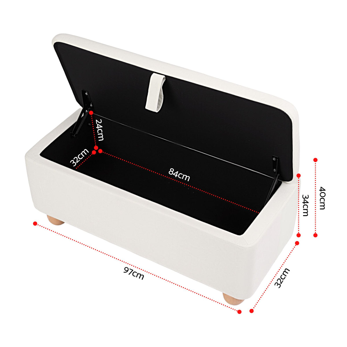 TWSC Storage Ottoman Hidden Bench Velvet Blanket Box Beige 97cm