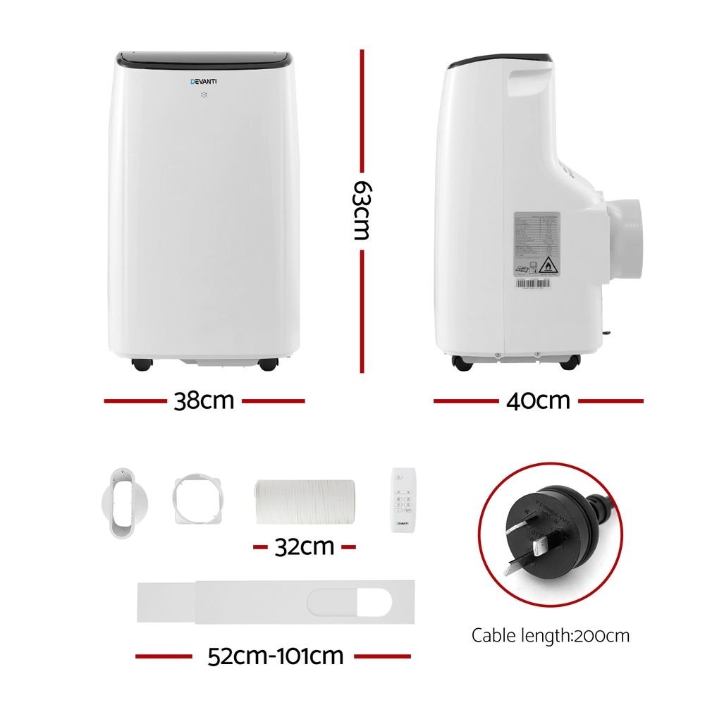 Portable Air Conditioner – WiFi Control, 7000 BTU, White