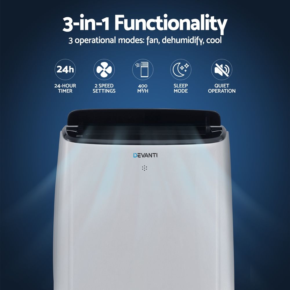 Portable Air Conditioner – WiFi Control, 7000 BTU, White