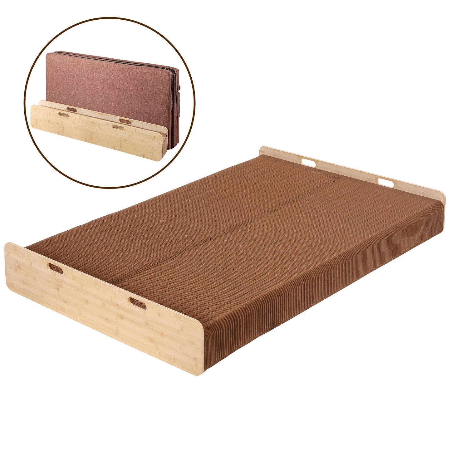 Folding Kraft Paper Bed Frame with Mattress and Pillow – 300kg Capacity, 200x120cm