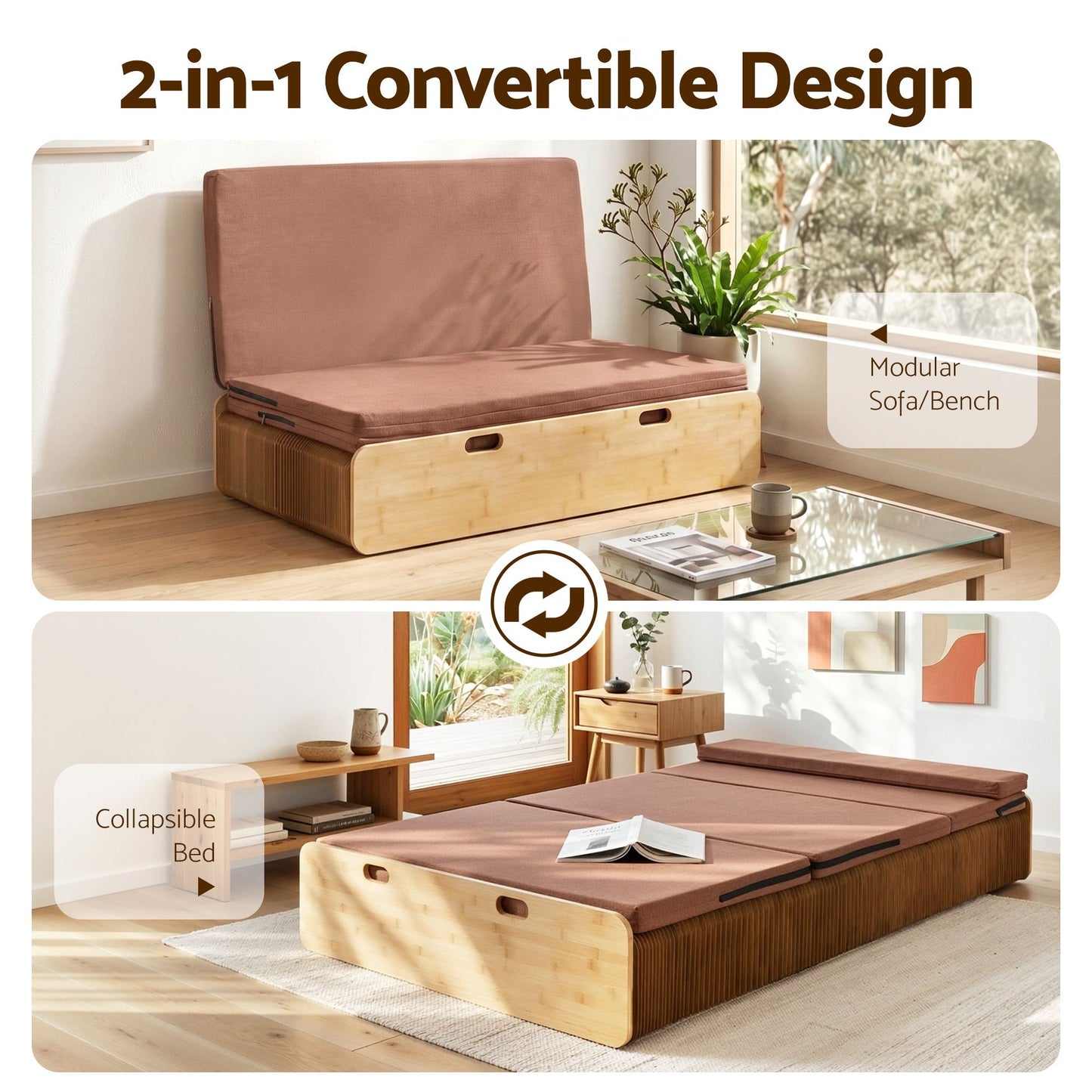Folding Kraft Paper Bed Frame with Mattress and Pillow – 300kg Capacity, 200x120cm