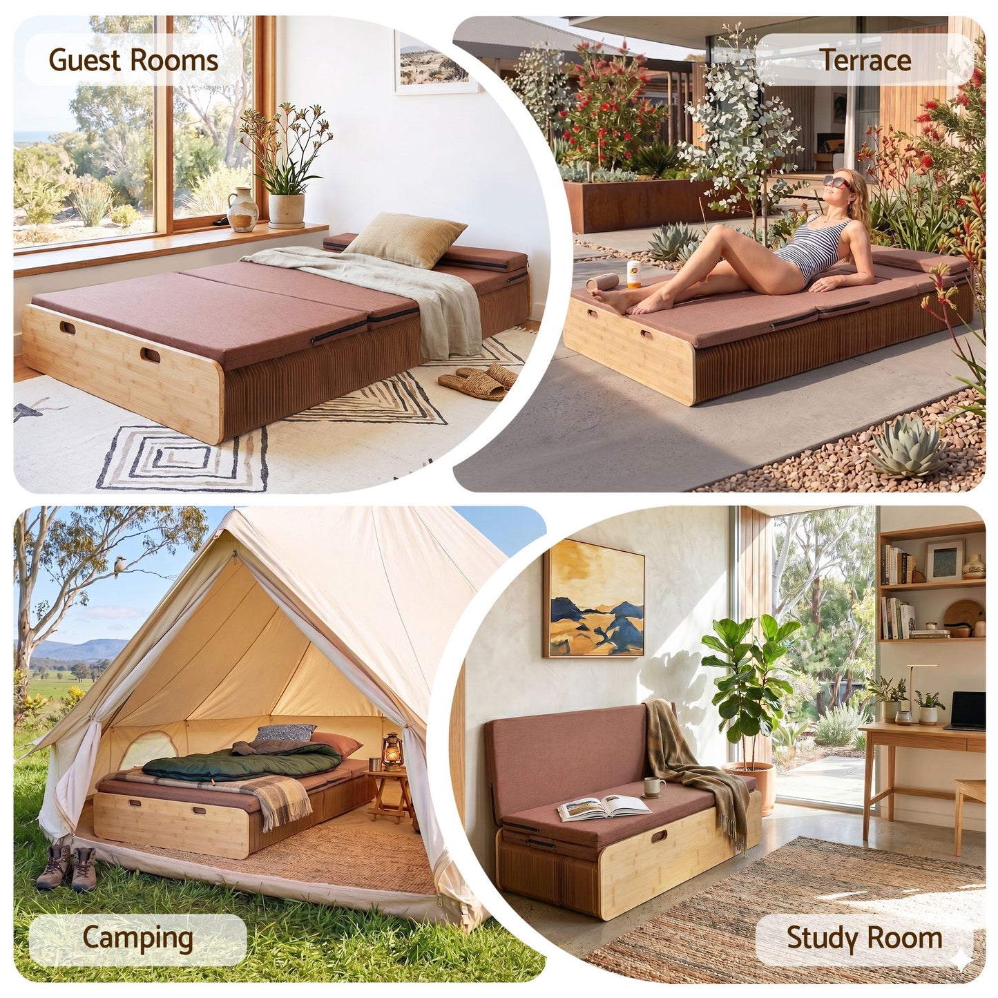 Folding Kraft Paper Bed Frame with Mattress and Pillow – 300kg Capacity, 200x120cm