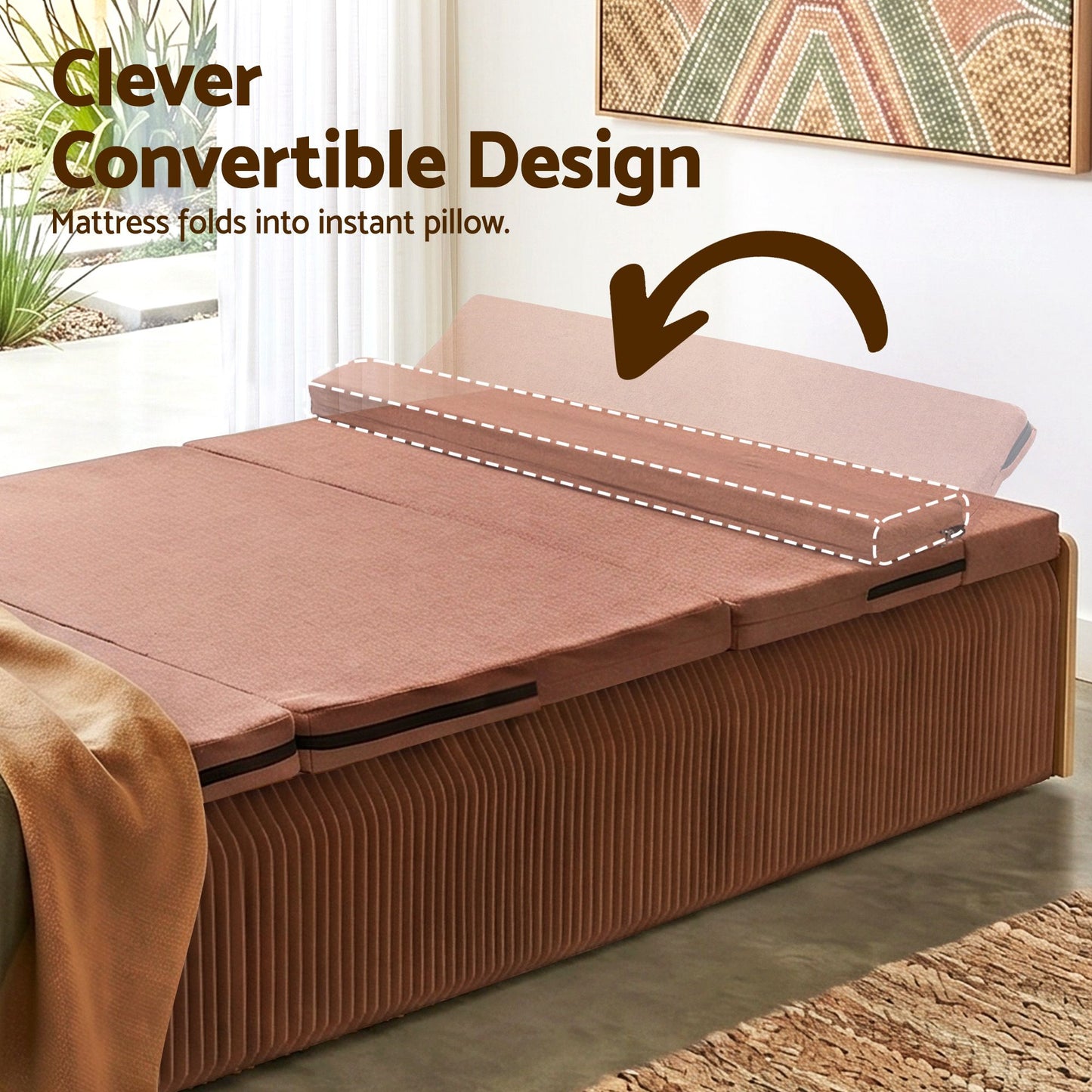 Folding Kraft Paper Bed Frame with Mattress and Pillow – 300kg Capacity, 200x120cm
