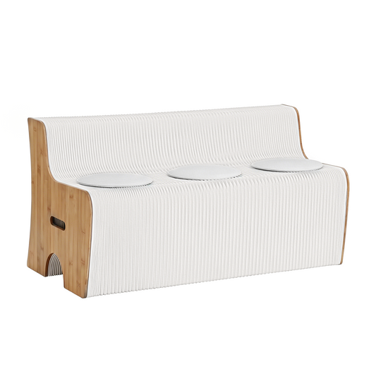 Folding Kraft Paper Sofa – 3-Seater with PU Leather Cushions, 150x59x63cm