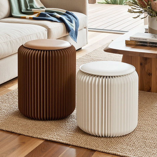 Accordion Folding Paper Stool Set with Cushions – Natural Kraft, 100KG Capacity