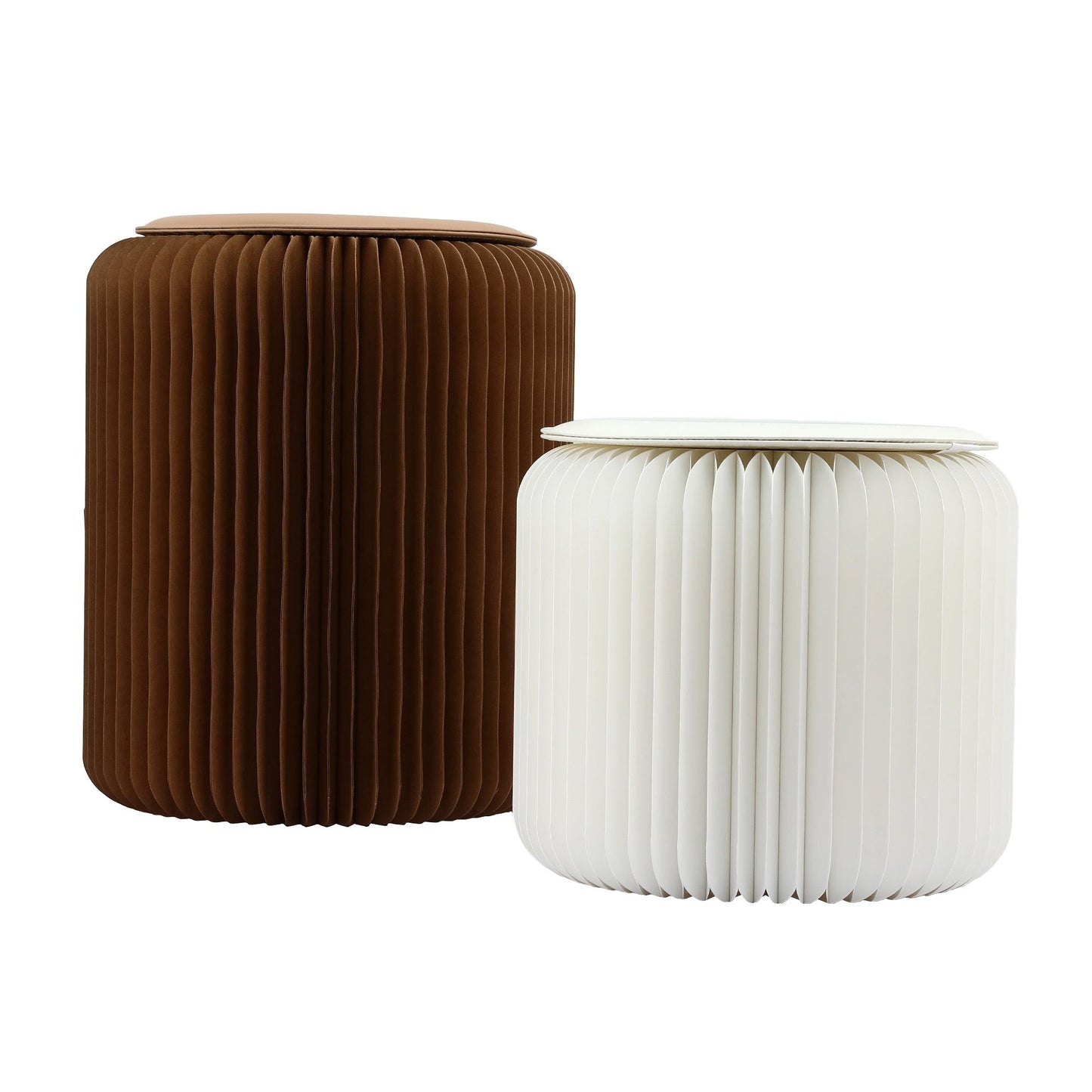 Accordion Folding Paper Stool Set with Cushions – Natural Kraft, 100KG Capacity