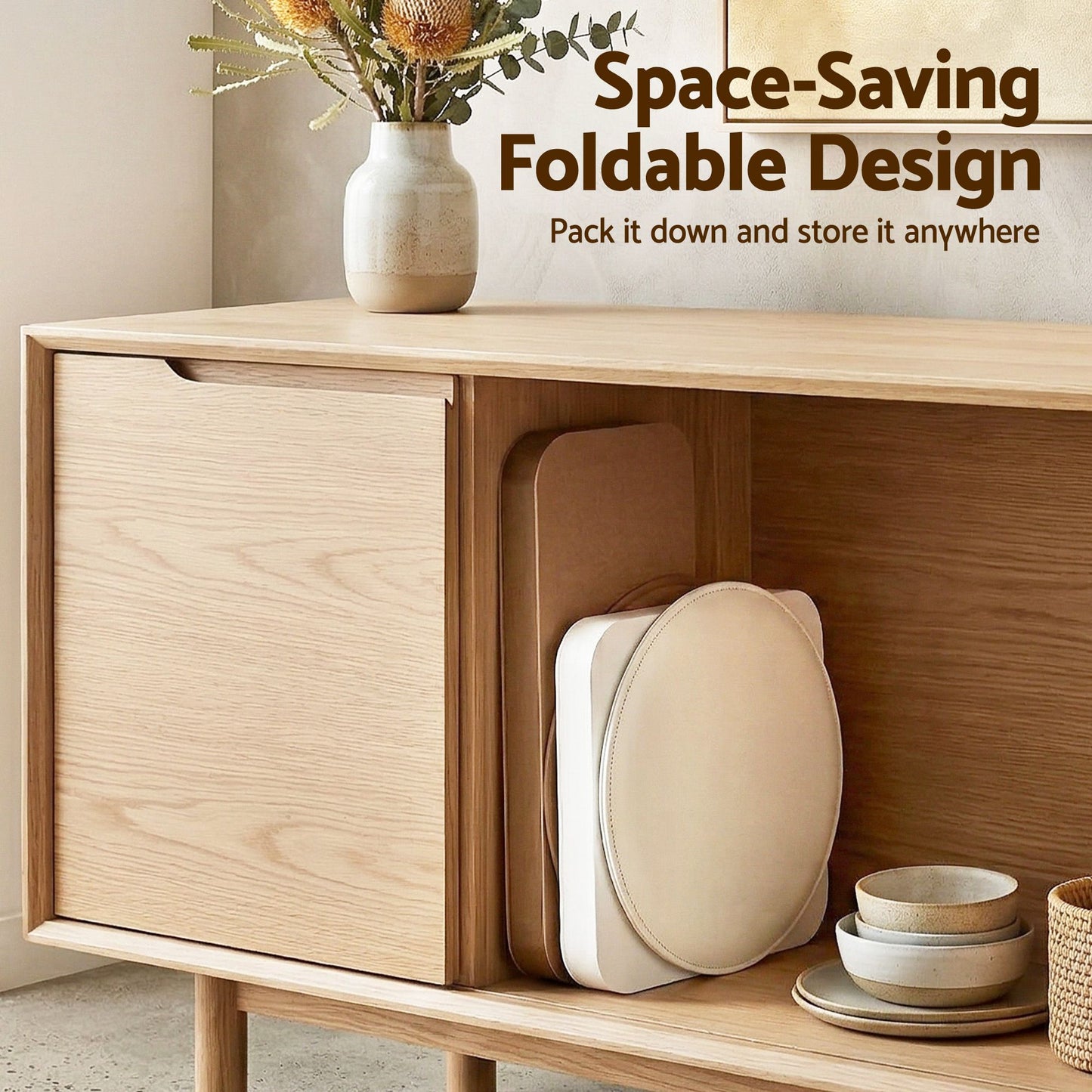 Accordion Folding Paper Stool Set with Cushions – Natural Kraft, 100KG Capacity