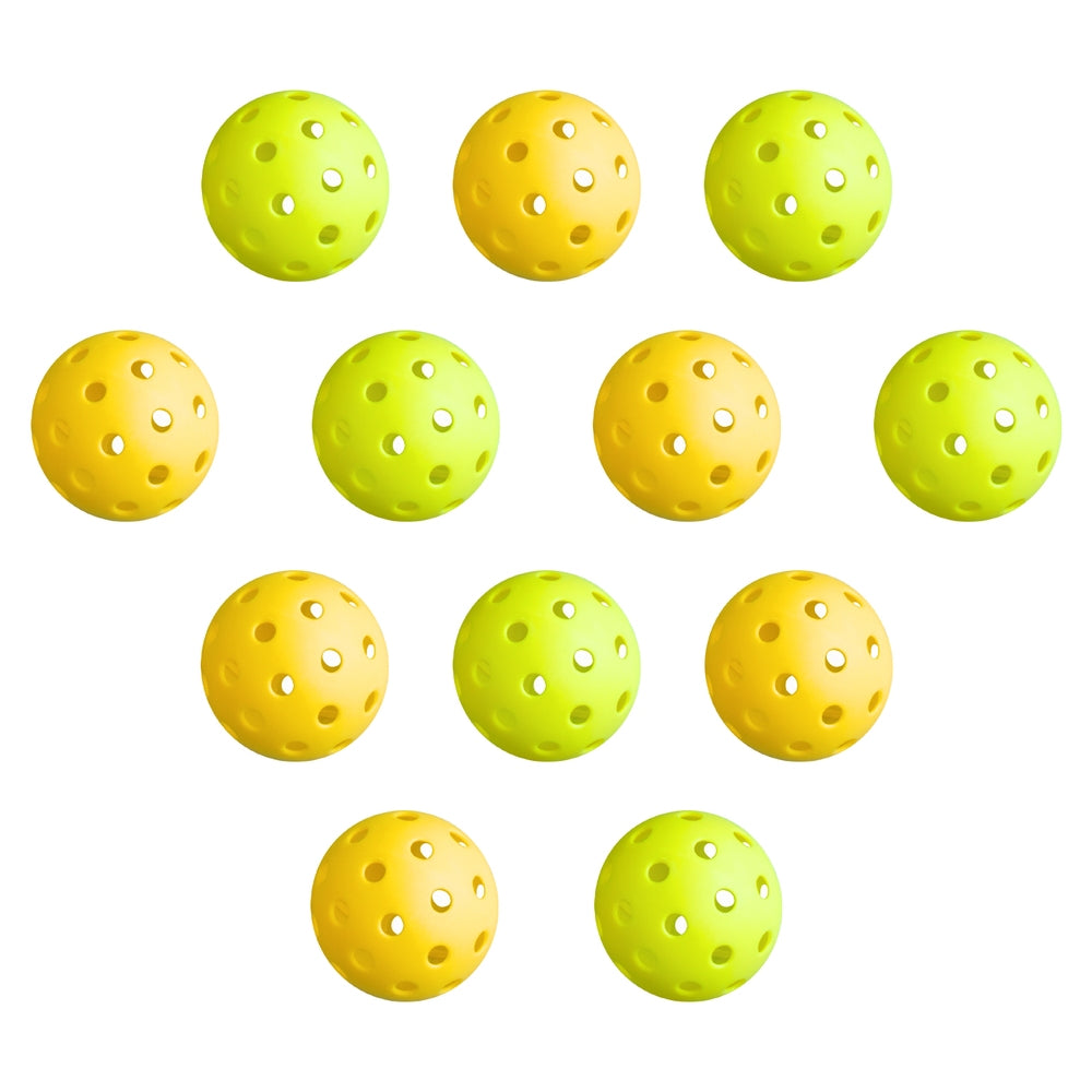 Pickleball Set – 12 Durable 40-Hole Balls, Green/Yellow
