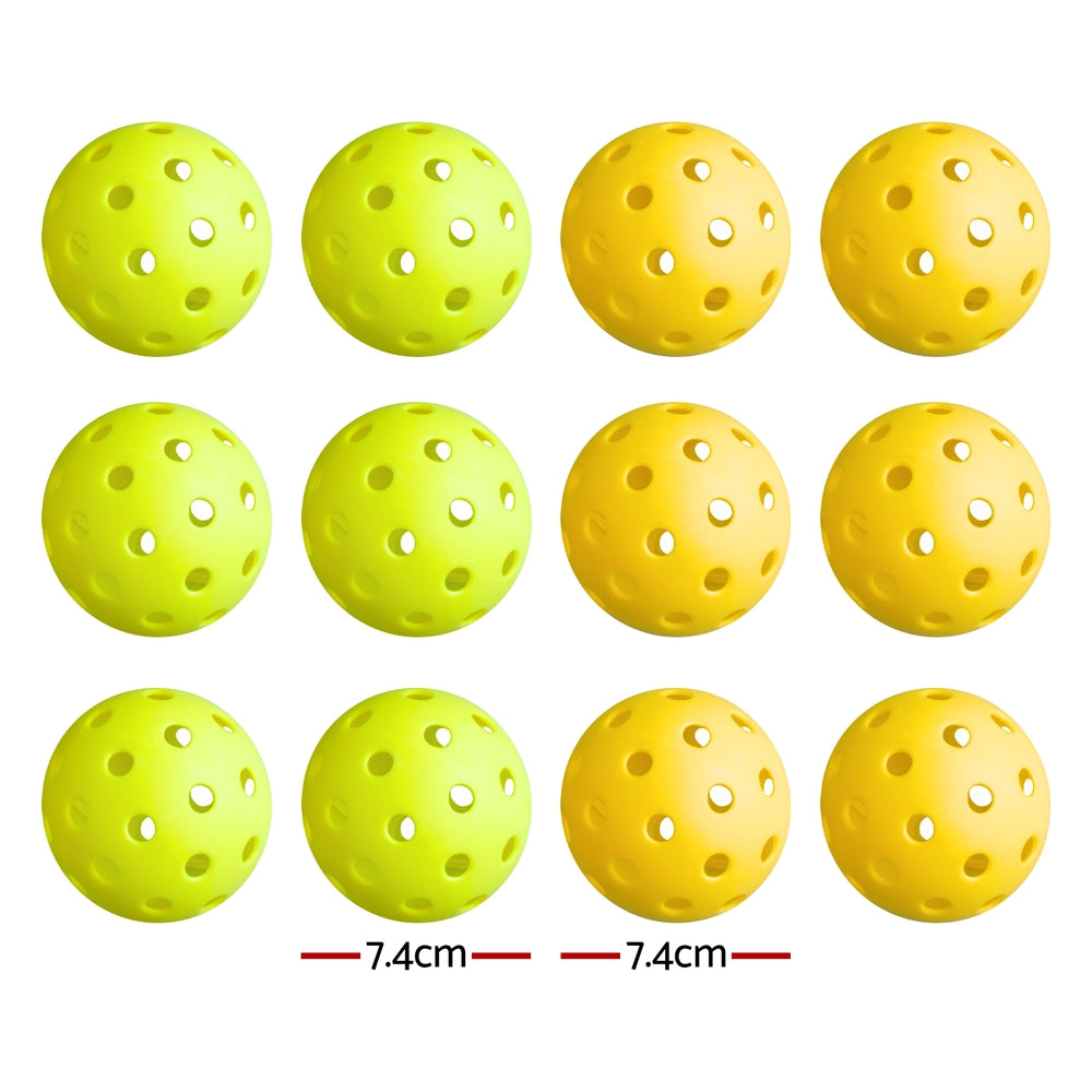 Pickleball Set – 12 Durable 40-Hole Balls, Green/Yellow