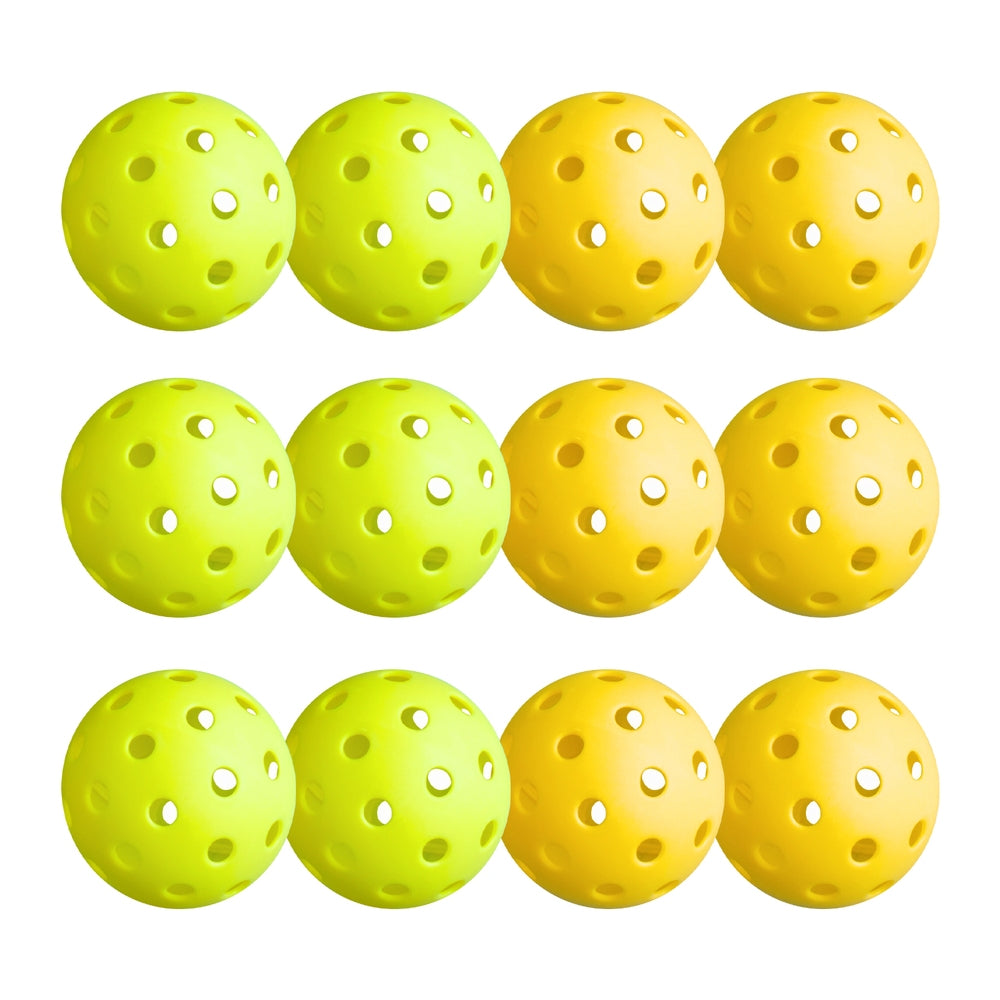 Pickleball Set – 12 Durable 40-Hole Balls, Green/Yellow