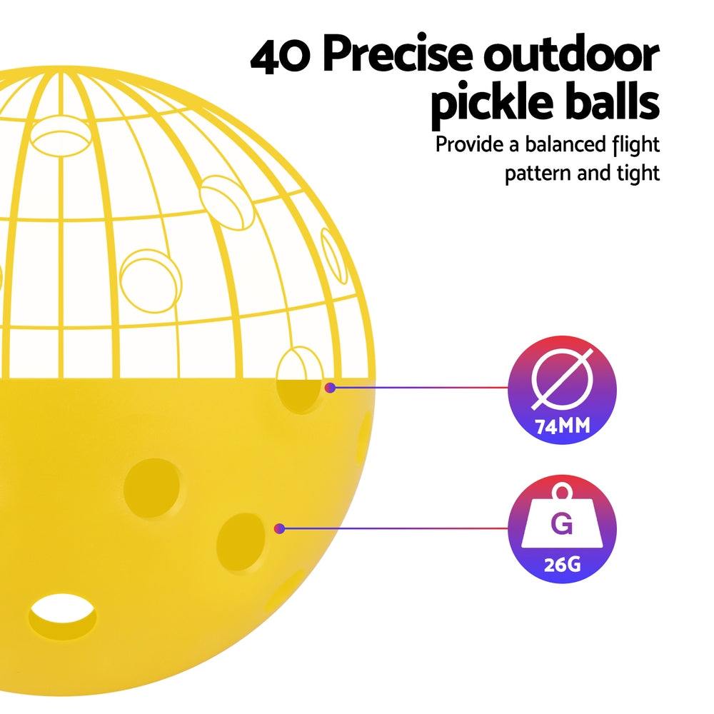 Pickleball Set – 12 Durable 40-Hole Balls, Green/Yellow