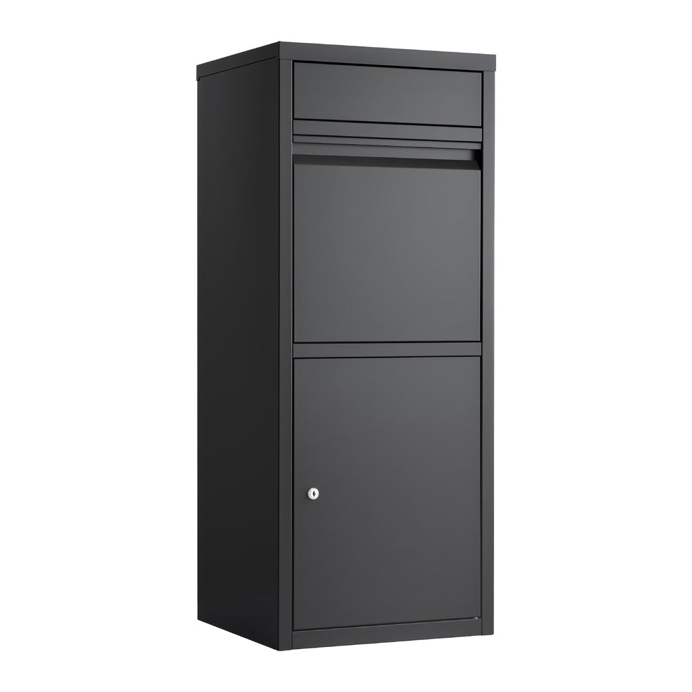 Parcel Drop Box – Weatherproof Steel, Black, Secure Lock with Keys