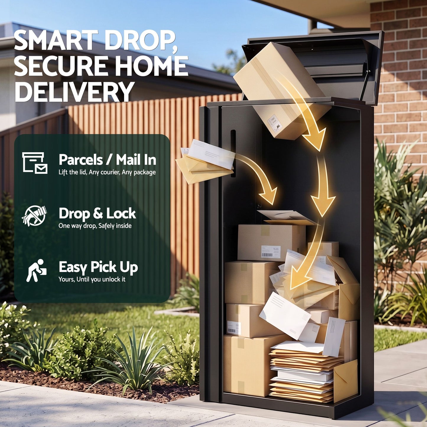 Gardeon Parcel Letterbox Drop Box Package Slot MailBox Black