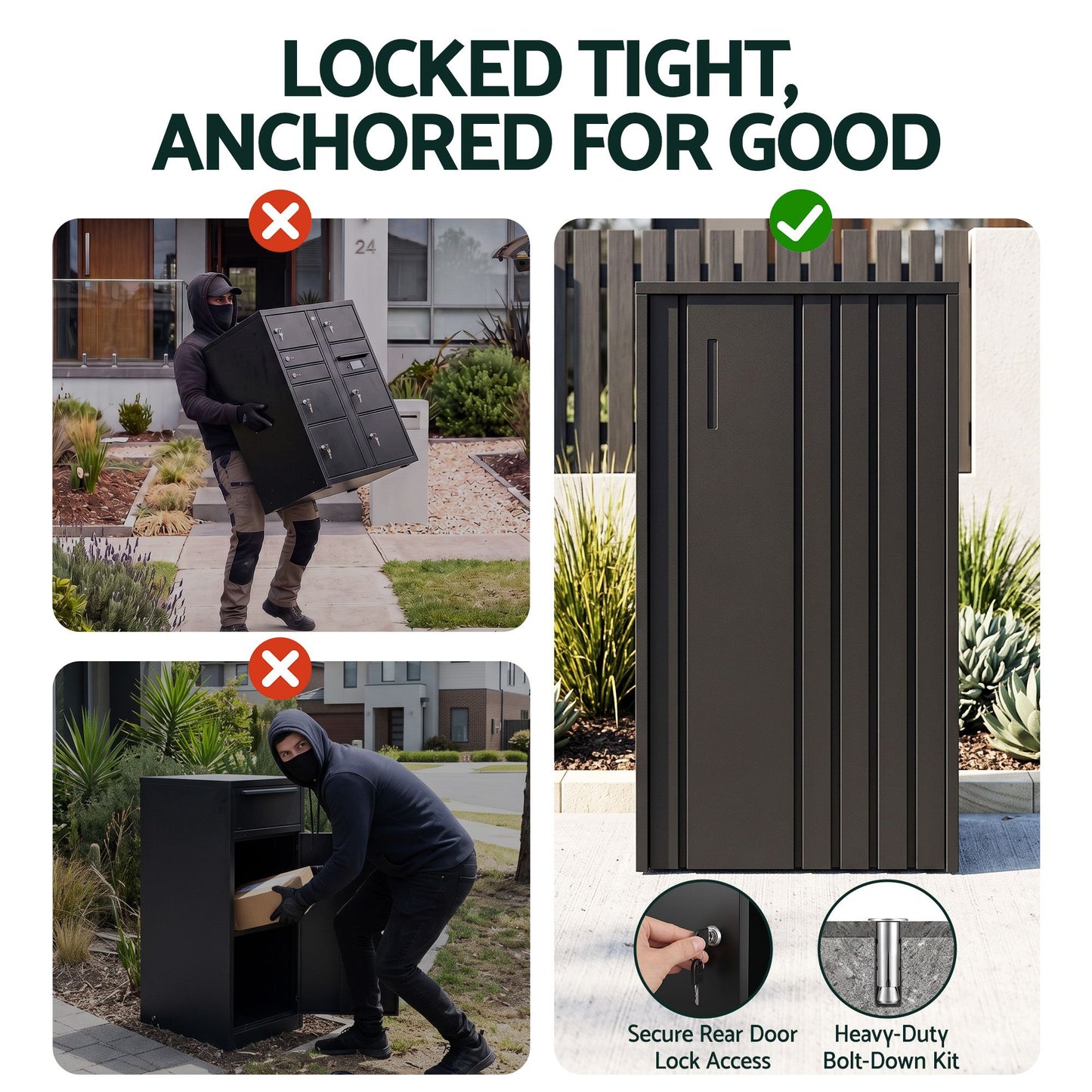 Gardeon Parcel Letterbox Drop Box Package Slot MailBox Black
