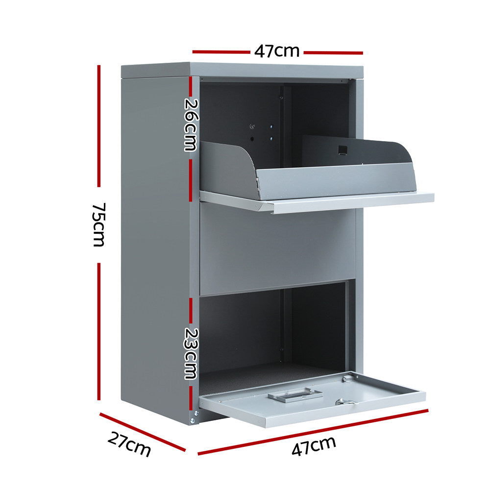 Parcel Drop Box – Secure Locking, Grey Steel