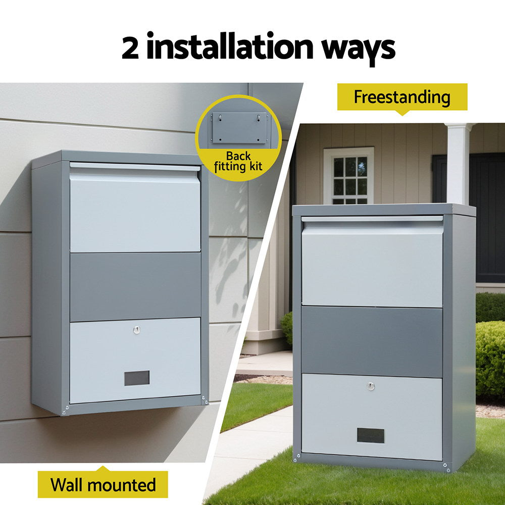 Parcel Drop Box – Secure Locking, Grey Steel