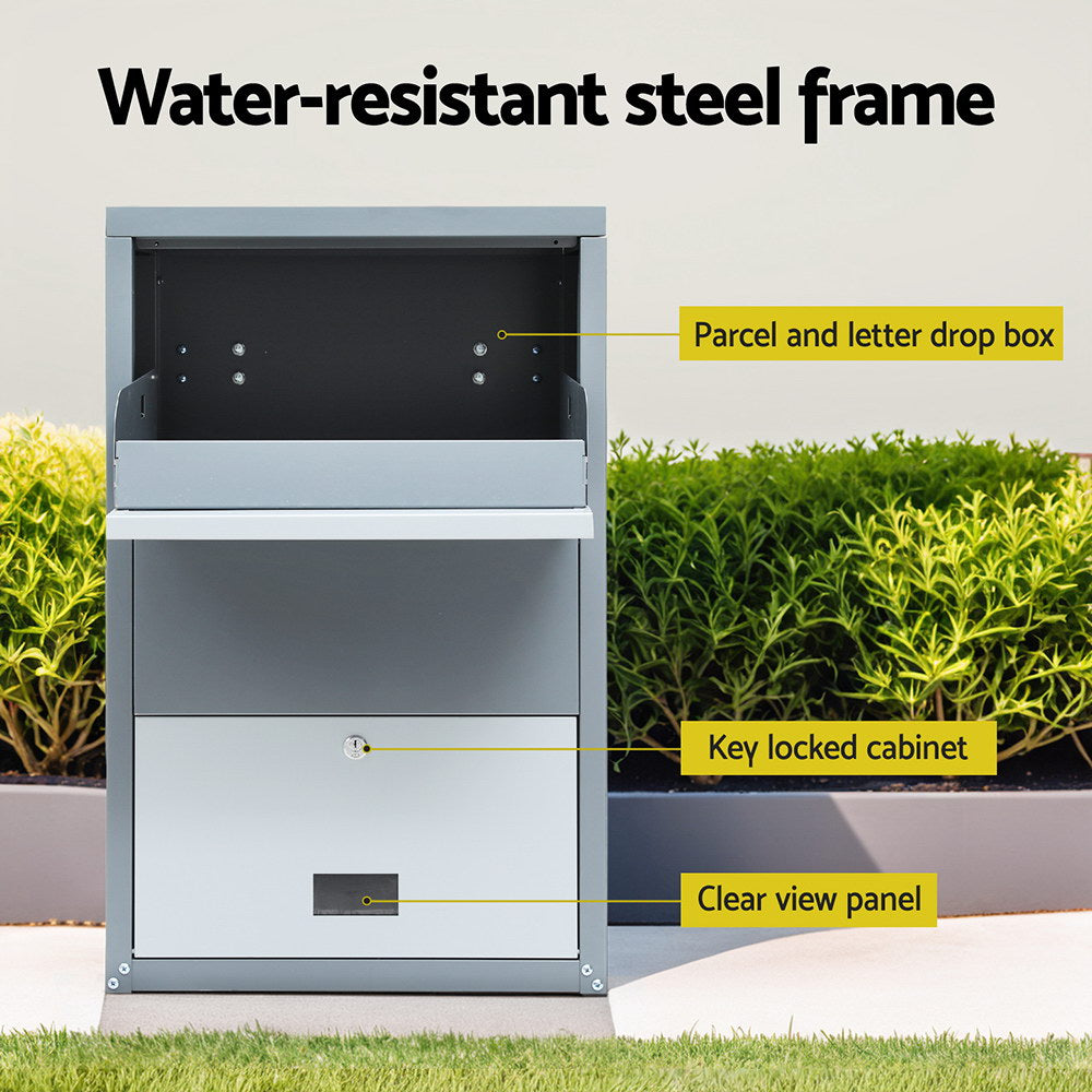 Parcel Drop Box – Secure Locking, Grey Steel