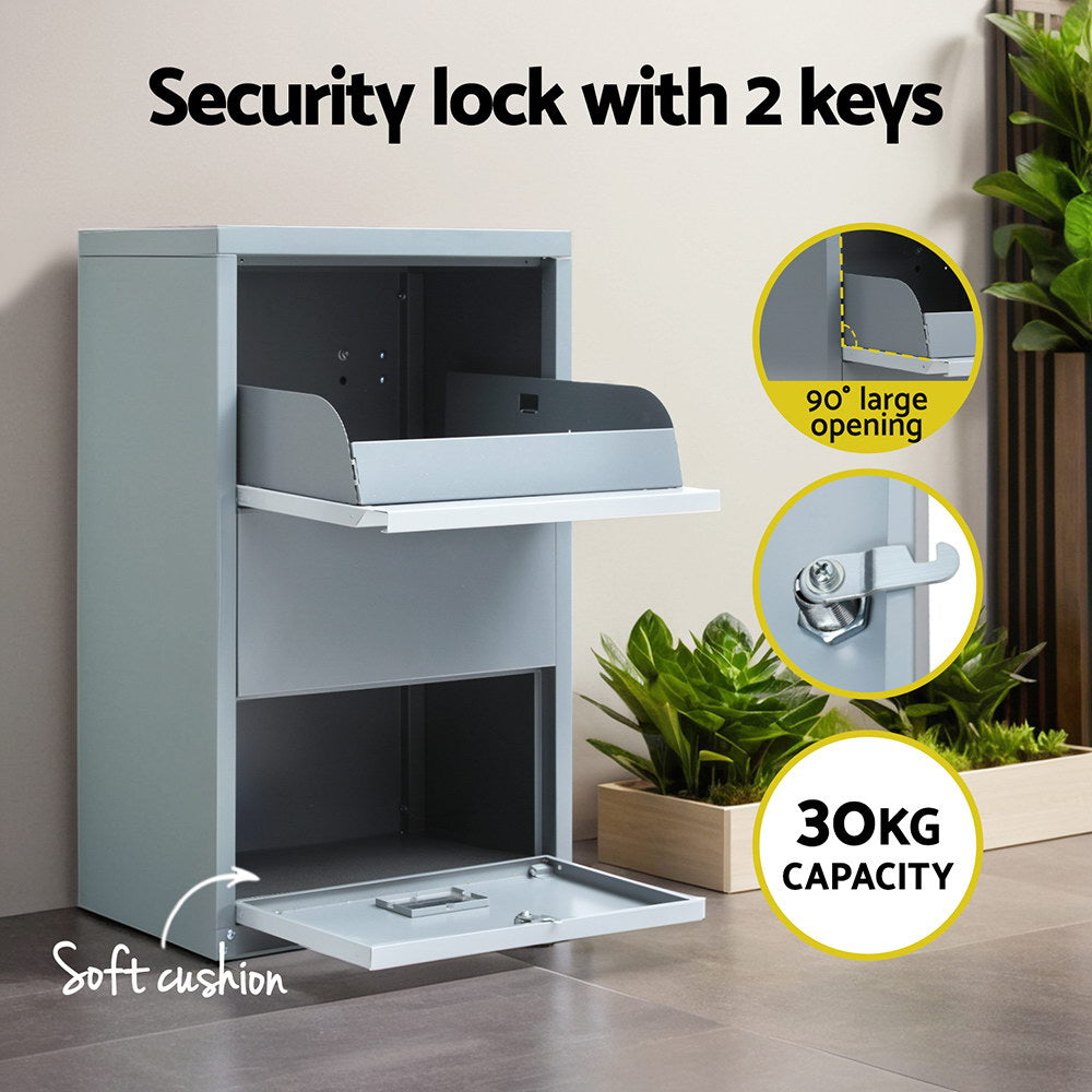 Parcel Drop Box – Secure Locking, Grey Steel