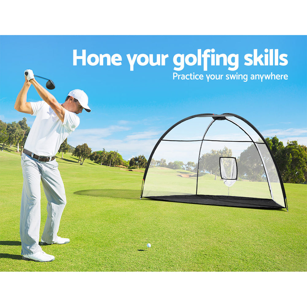 Golf Practice Net – Portable Training Aid with Target, 3.5m, Black