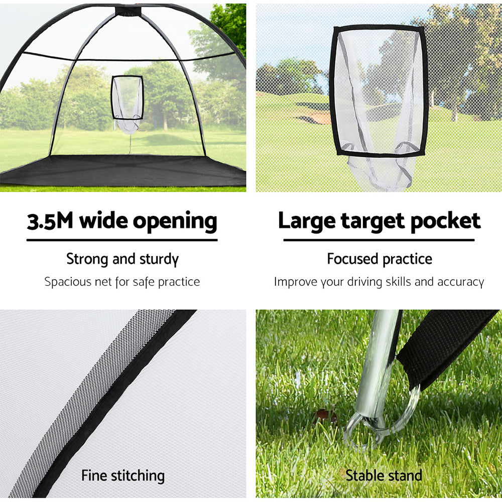 Golf Practice Net – Portable Training Aid with Target, 3.5m, Black