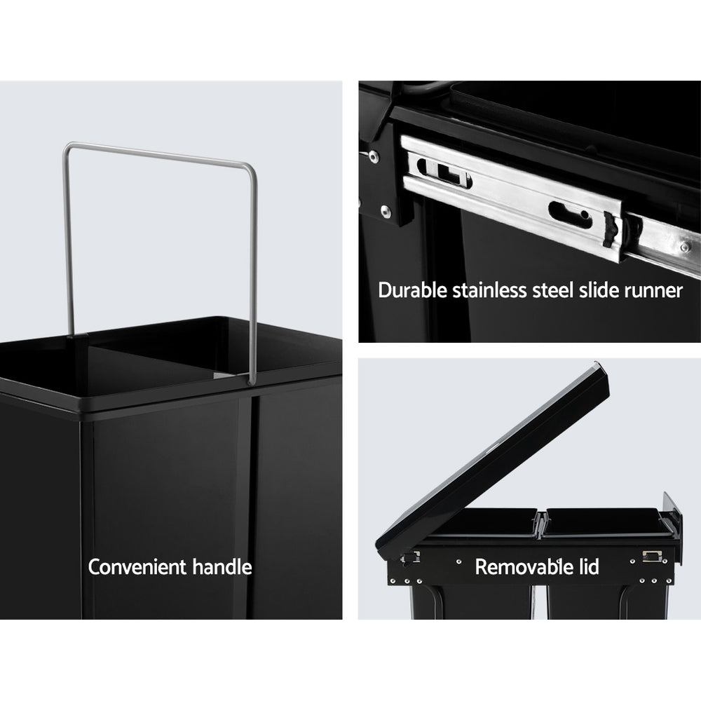 Cefito Pull Out Bin Kitchen Double Basket 2X15L 2X20L