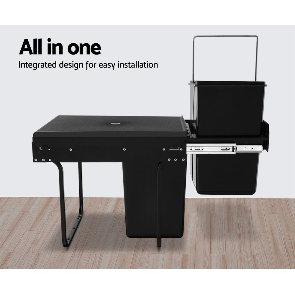 Cefito Pull Out Bin Kitchen Double Basket 2X15L 2X20L