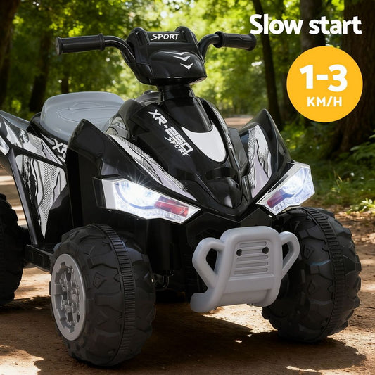 Kids Electric Ride-On ATV – 12V Black with Twin Motors and Anti-Slip Tyres