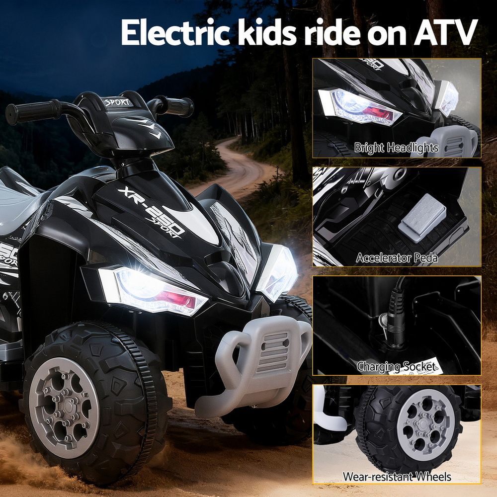 Kids Electric Ride-On ATV – 12V Black with Twin Motors and Anti-Slip Tyres