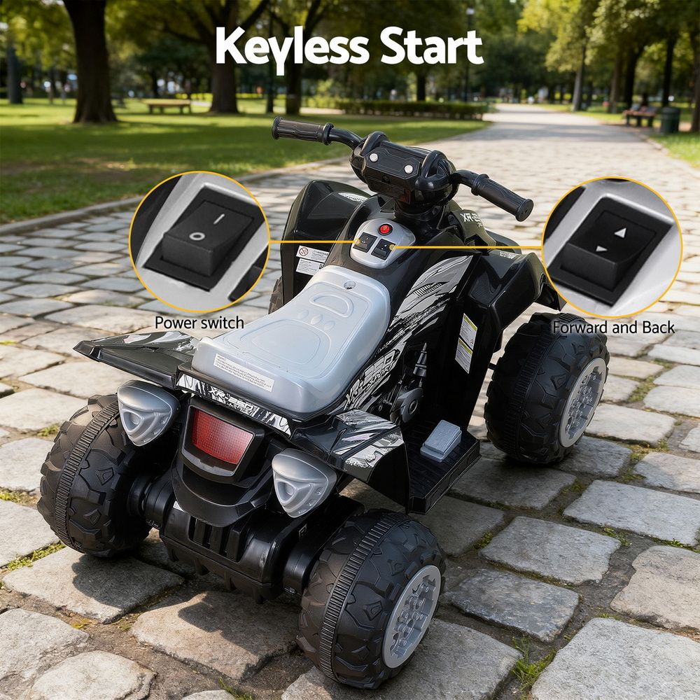 Kids Electric Ride-On ATV – 12V Black with Twin Motors and Anti-Slip Tyres