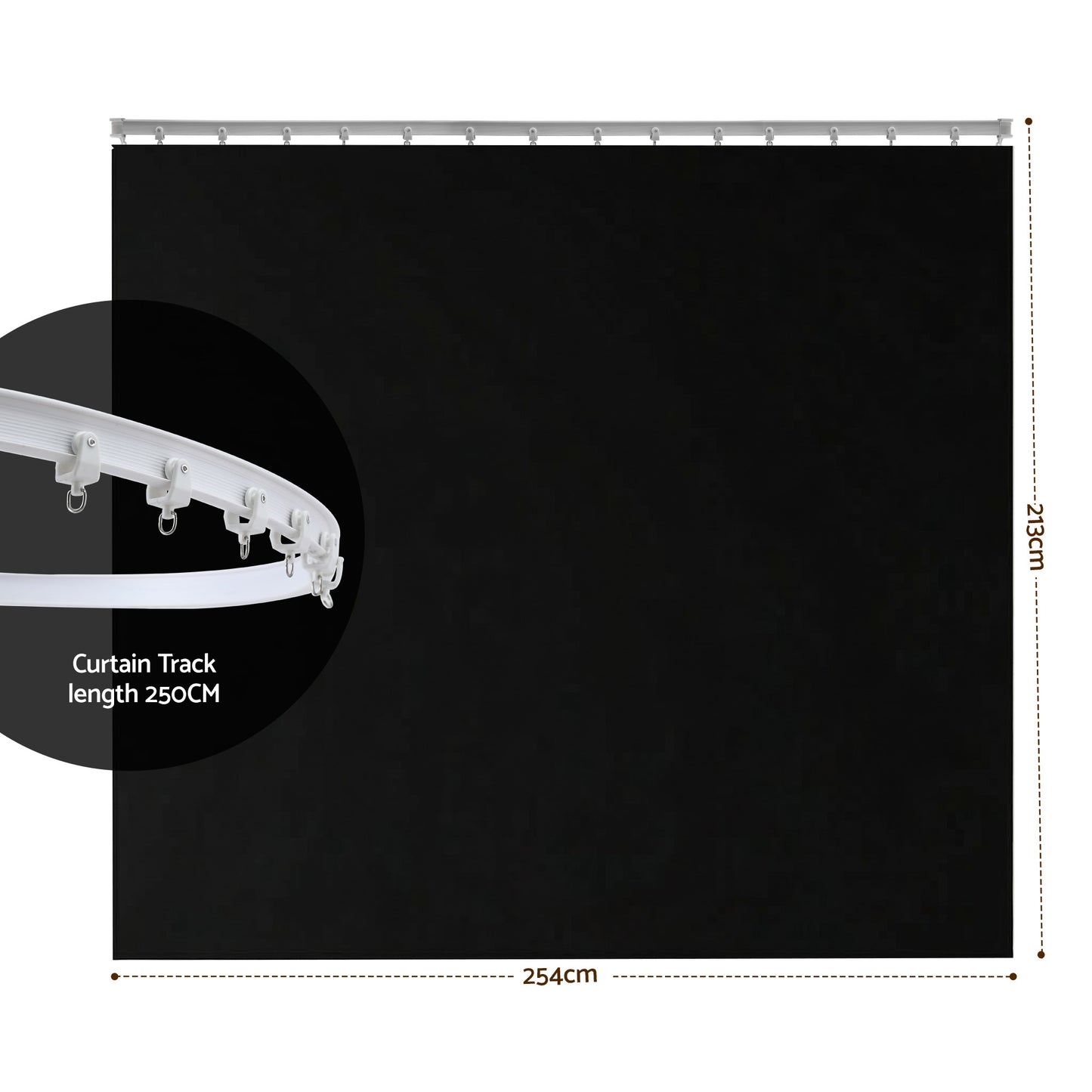 Room Divider Curtain – Flexible Bendable Track, Black, 254x213cm