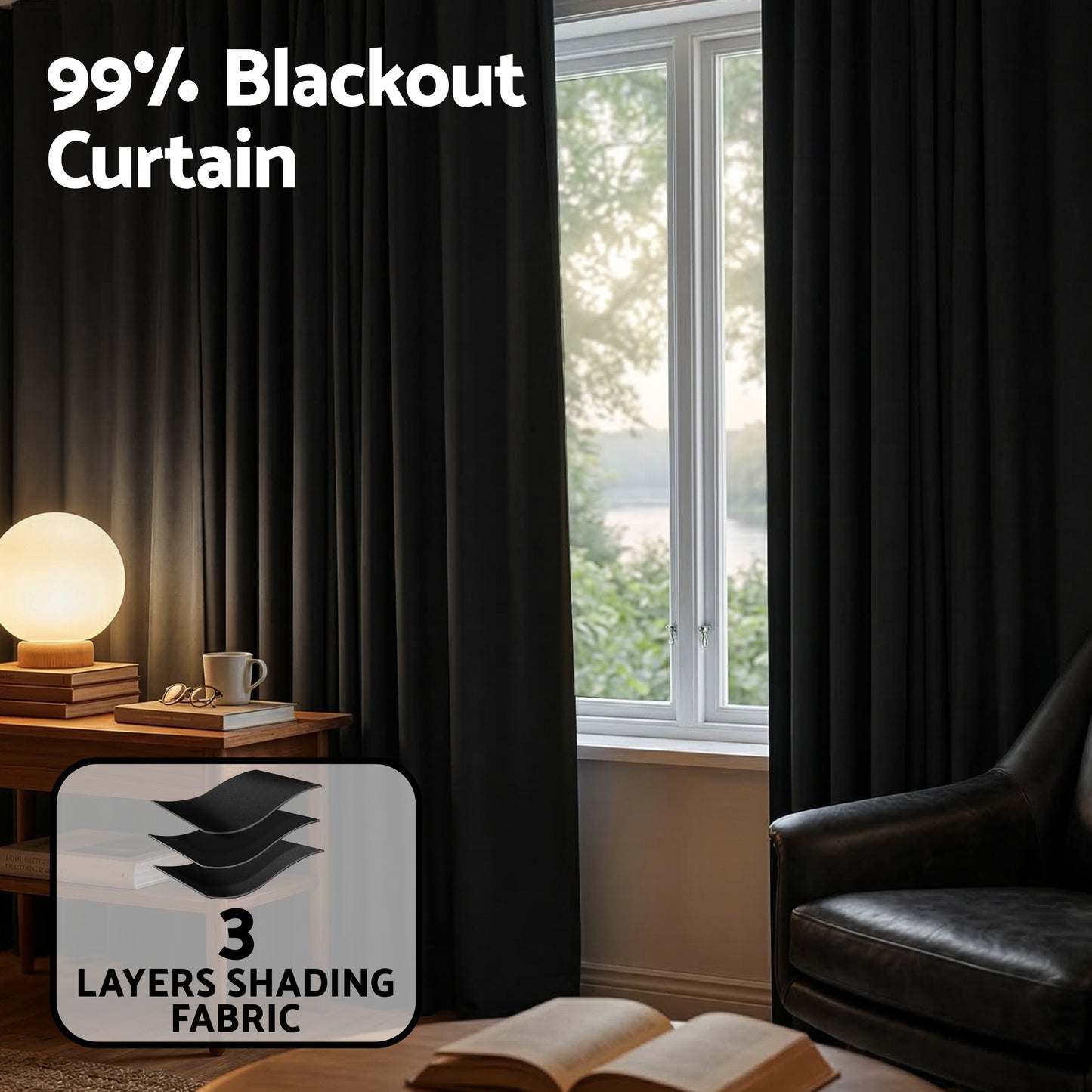 Room Divider Curtain – Flexible Bendable Track, Black, 254x213cm