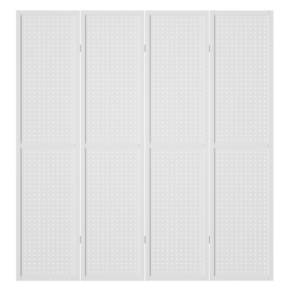 TWSC 4 Panel Room Divider Screen 164x170cm Pegboard White
