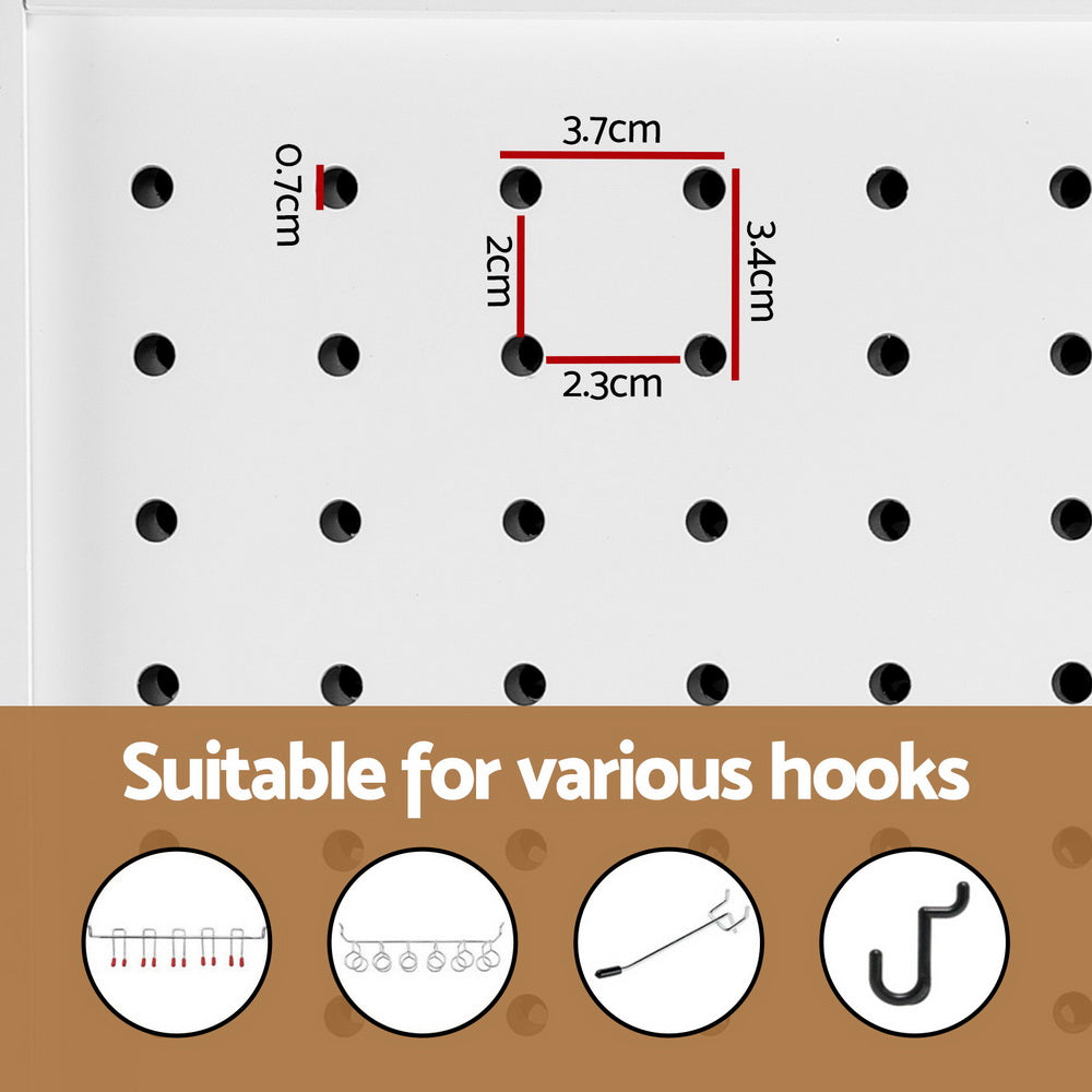 TWSC 4 Panel Room Divider Screen 164x170cm Pegboard White