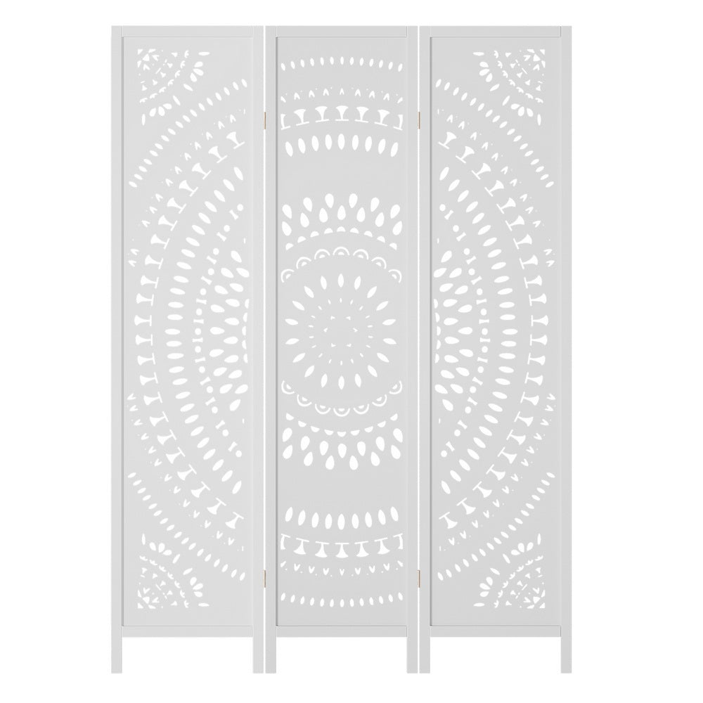 TWSC 3 Panel Room Divider Screen 132x170cm Circle White