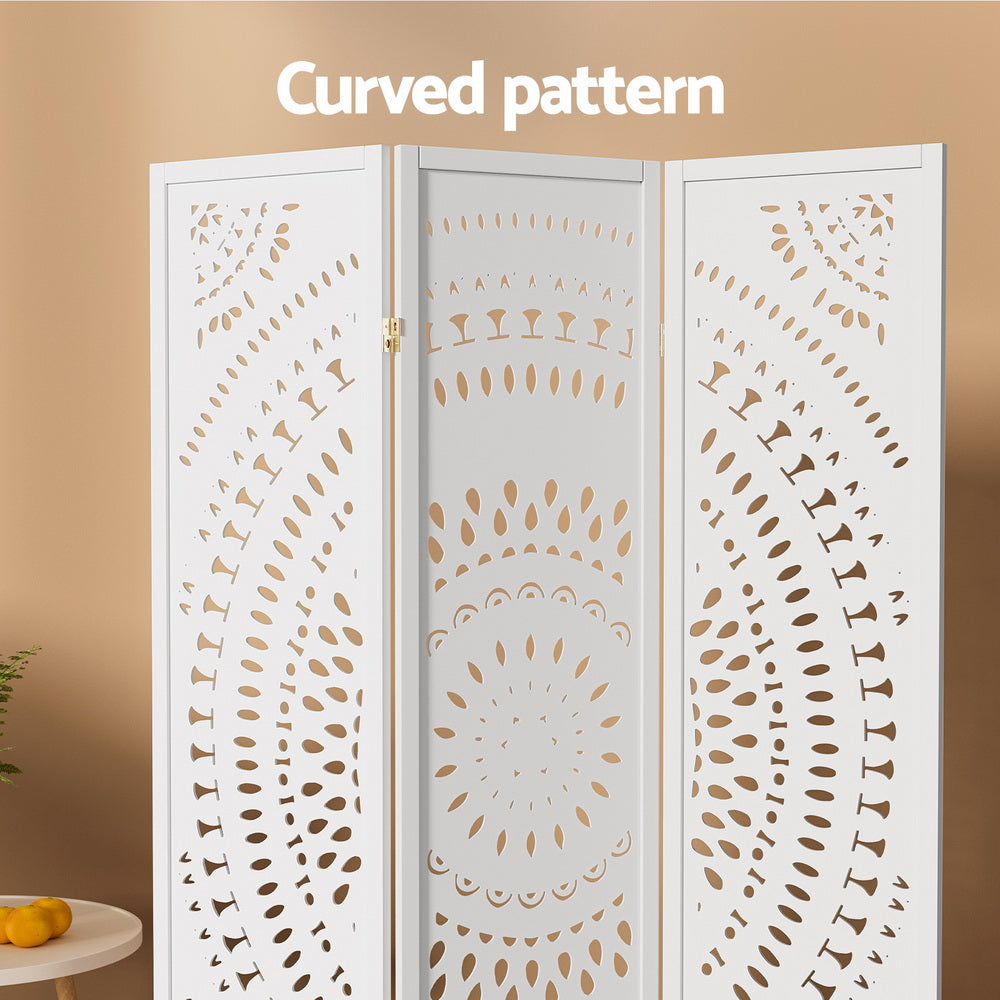 TWSC 3 Panel Room Divider Screen 132x170cm Circle White