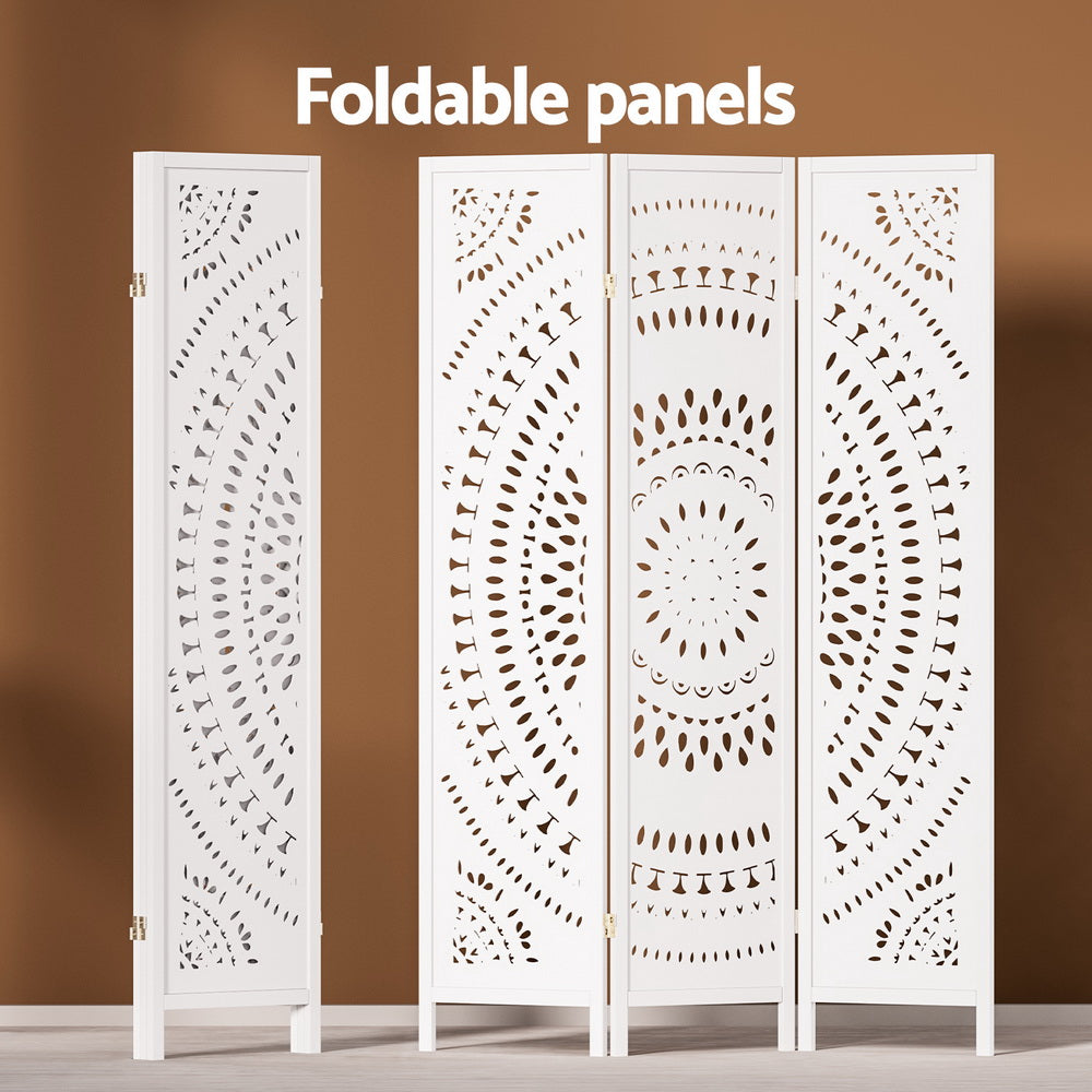 TWSC 3 Panel Room Divider Screen 132x170cm Circle White