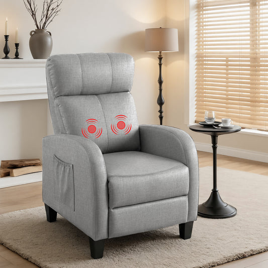 Massage Recliner Chair – 2-Point Massage, Grey Fabric Small Sofa