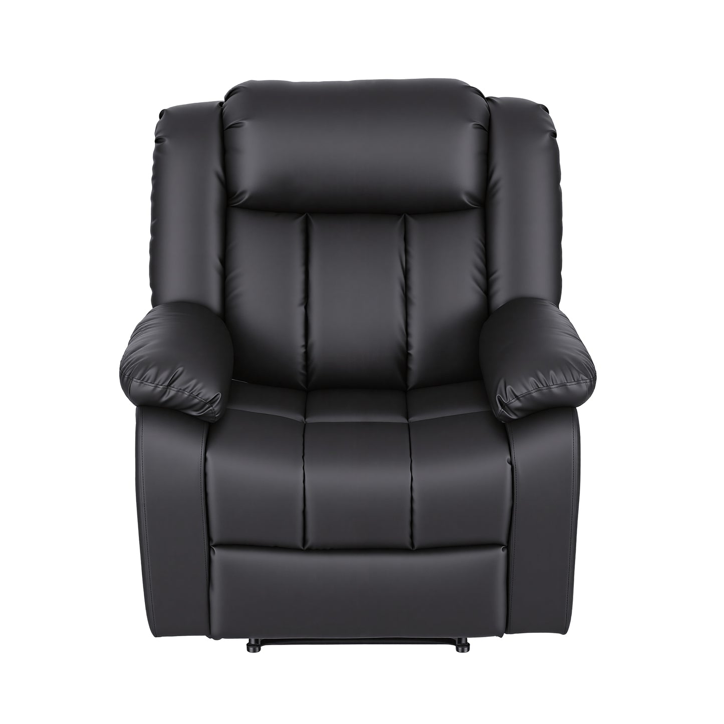 Massage Recliner Chair – 8-Point Vibration, Lumbar Heat, USB Ports, Black PU Leather