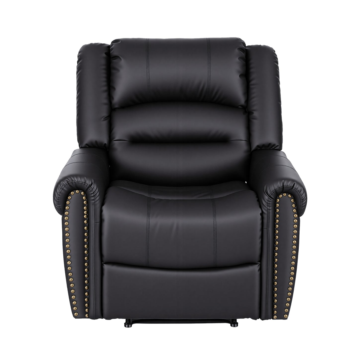 Leather Manual Recliner Chair – USB Charging Port, Black Faux Leather