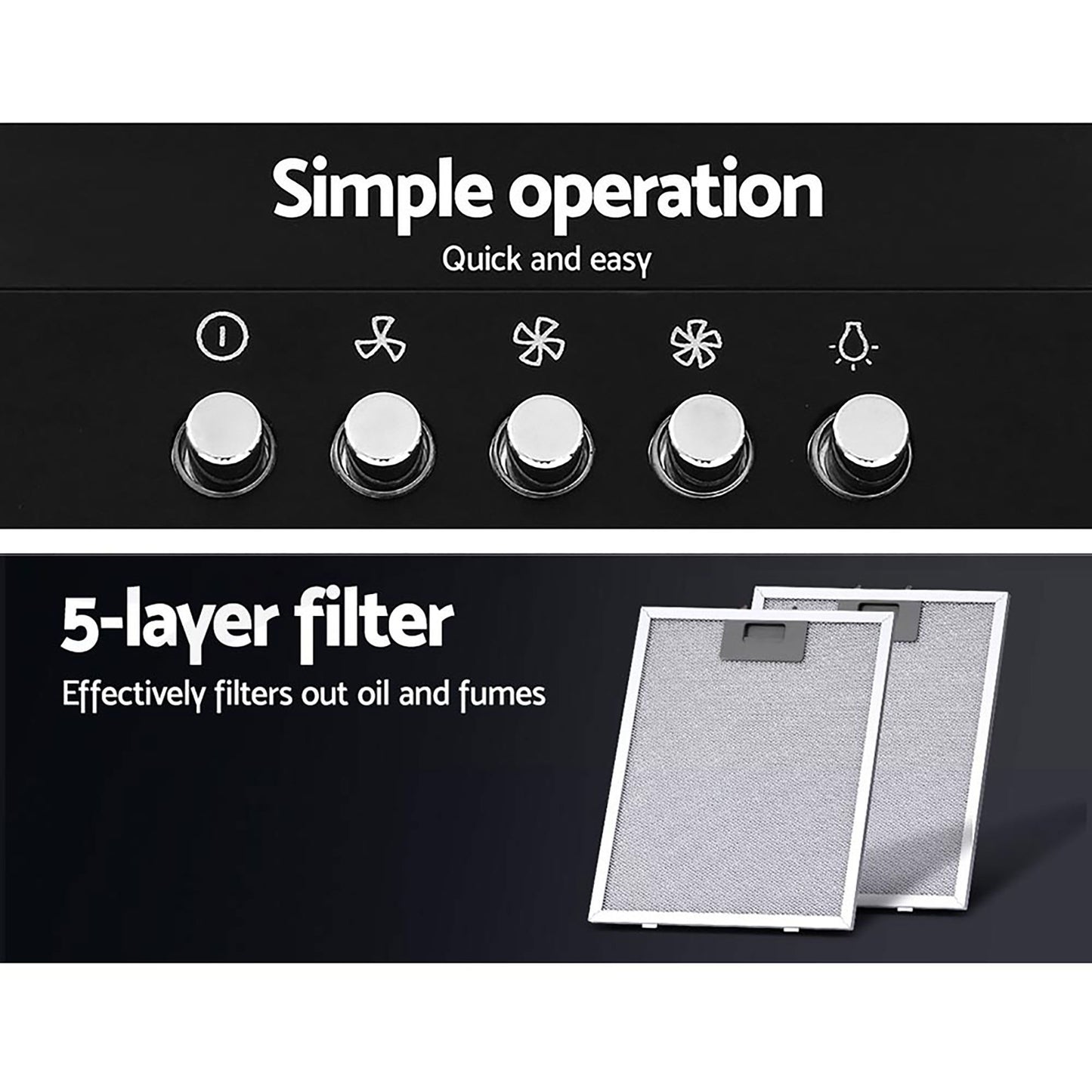 Range Hood – High Performance Extraction, 90cm Black
