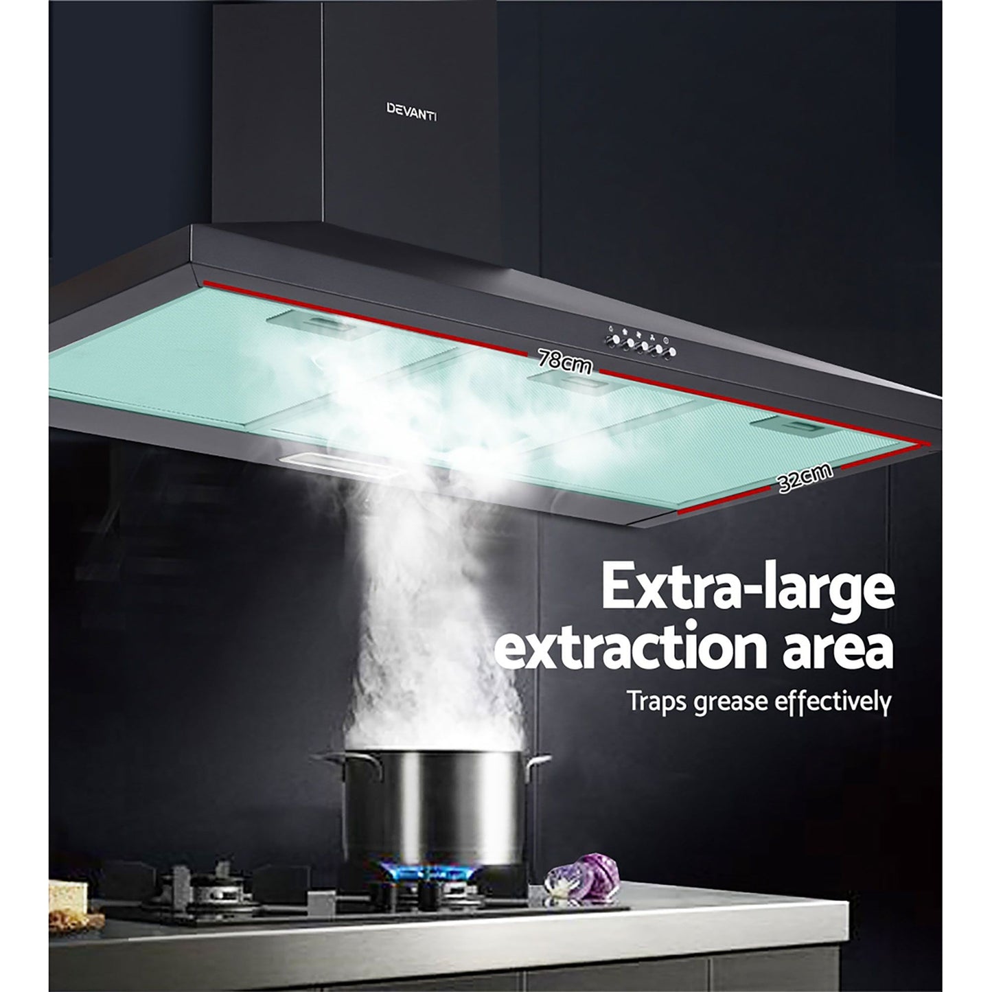 Range Hood – High Performance Extraction, 90cm Black