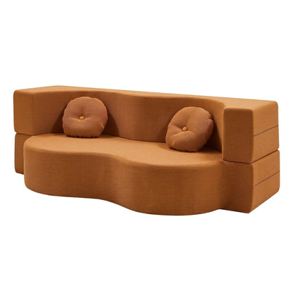 TWSC Folding Sofa Bed Floor Couch 2-in-1 Convertible Futon Loveseat Orange
