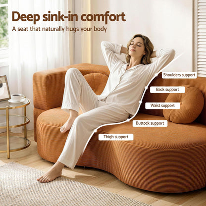 TWSC Folding Sofa Bed Floor Couch 2-in-1 Convertible Futon Loveseat Orange